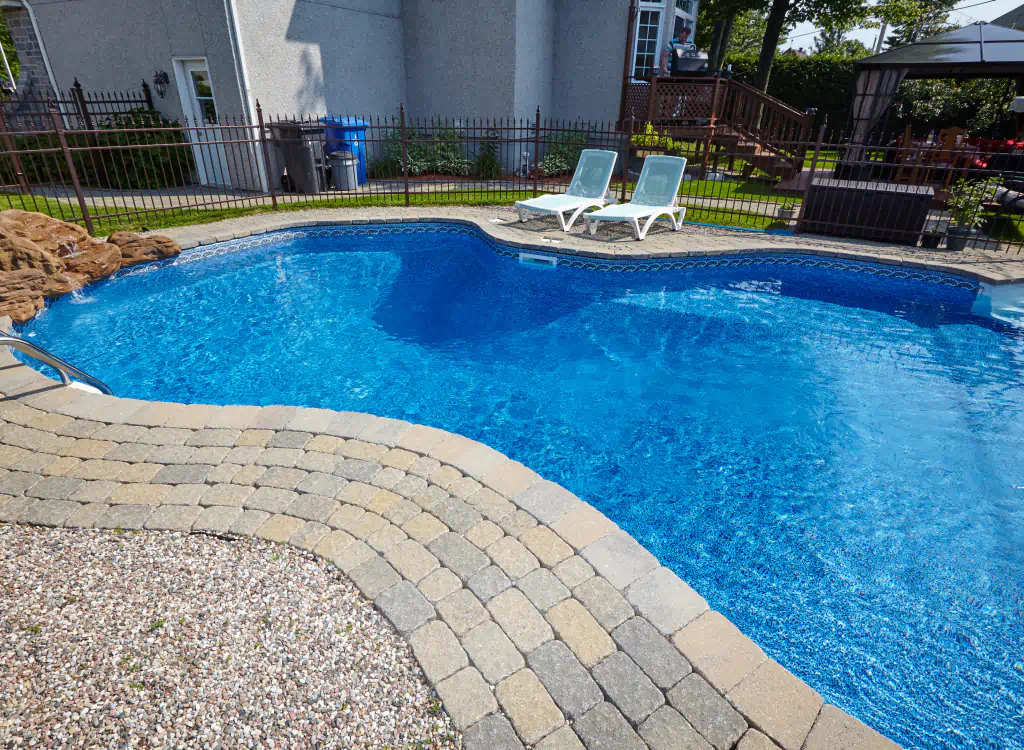 newly repaired pool in a residential house